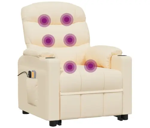 Masāžas Krēsls, Paceļams, Krēmkrāsas Audums Vidaxl