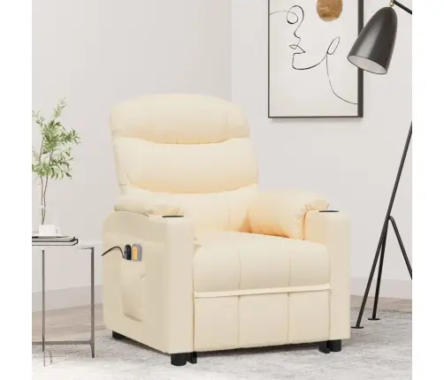 Masāžas Krēsls, Paceļams, Krēmkrāsas Audums Vidaxl