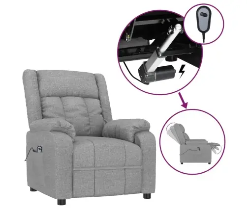 Elektrisks Atpūtas Krēsls, Atgāžams, Gaiši Pelēks Audums Vidaxl