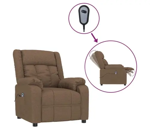 Elektrisks Atpūtas Krēsls, Atgāžams, Brūns Audums Vidaxl