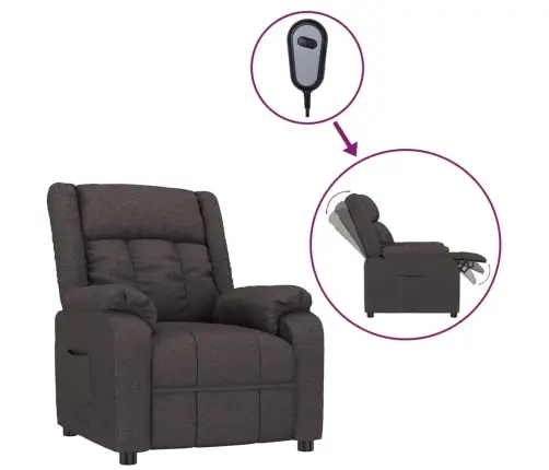 Elektrisks Atpūtas Krēsls, Atgāžams, Tumši Brūns Audums Vidaxl