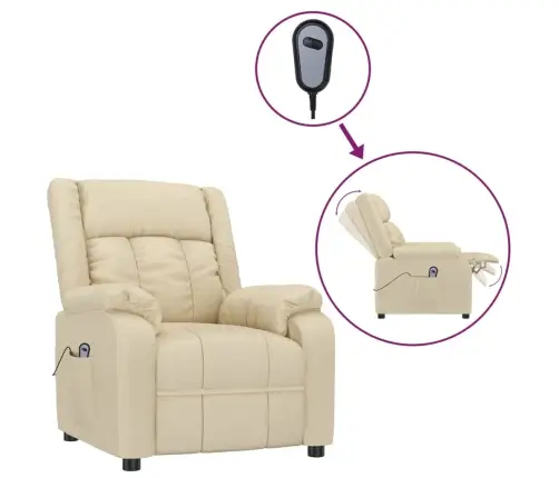 Elektrisks Atpūtas Krēsls, Atgāžams, Krēmkrāsas Audums Vidaxl