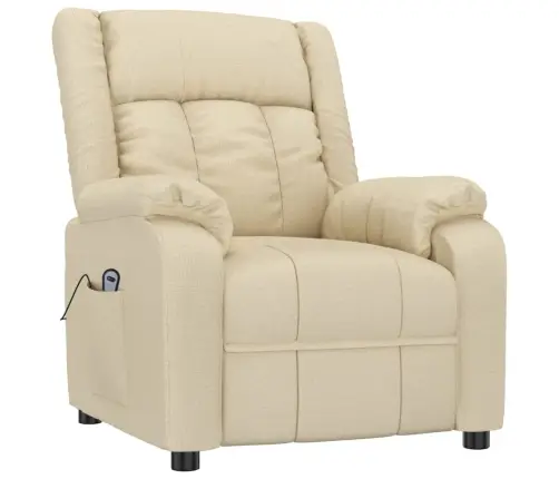 Elektrisks Atpūtas Krēsls, Atgāžams, Krēmkrāsas Audums Vidaxl
