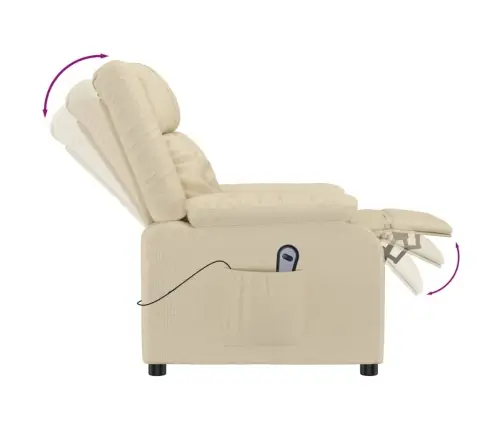 Elektrisks Atpūtas Krēsls, Atgāžams, Krēmkrāsas Audums Vidaxl