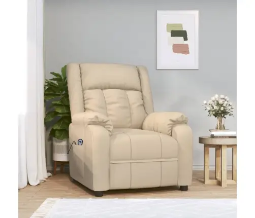 Elektrisks Atpūtas Krēsls, Atgāžams, Krēmkrāsas Audums Vidaxl