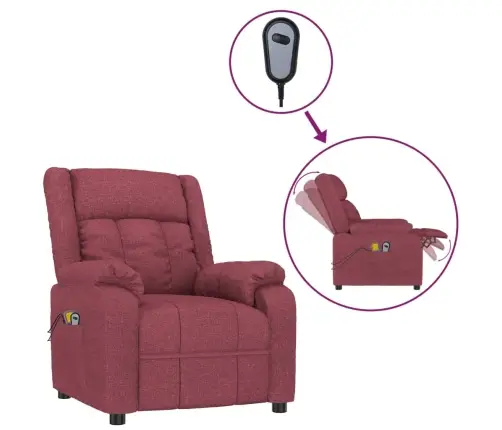 Elektrisks Masāžas Krēsls, Vīnsarkans Audums Vidaxl