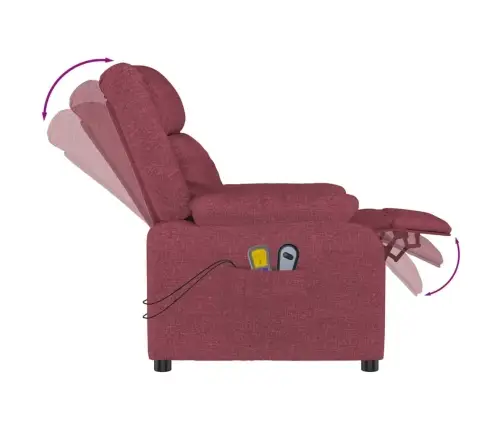 Elektrisks Masāžas Krēsls, Vīnsarkans Audums Vidaxl