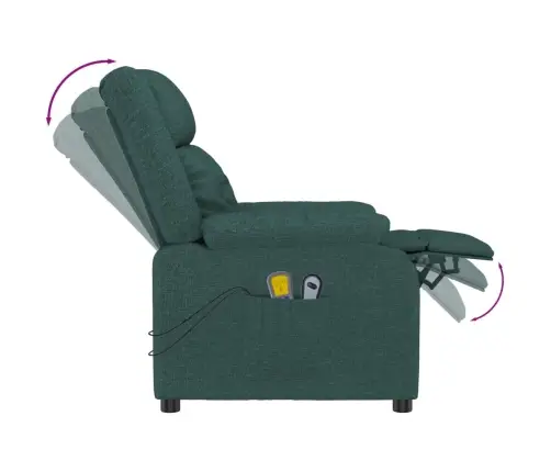 Elektrisks Masāžas Krēsls, Tumši Zaļš Audums Vidaxl