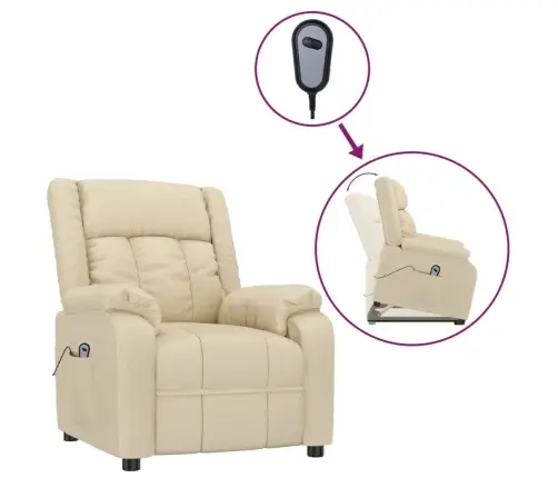 Atpūtas Krēsls, Paceļams, Krēmkrāsas Audums Vidaxl