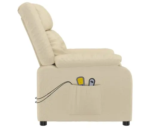 Masāžas Krēsls, Paceļams, Krēmkrāsas Audums Vidaxl