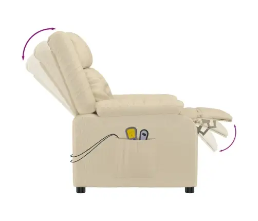 Masāžas Krēsls, Paceļams, Krēmkrāsas Audums Vidaxl