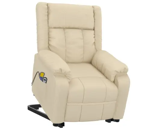 Masāžas Krēsls, Paceļams, Krēmkrāsas Audums Vidaxl