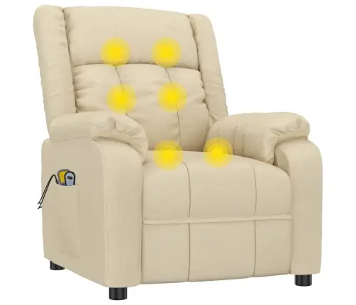 Masāžas Krēsls, Paceļams, Krēmkrāsas Audums Vidaxl