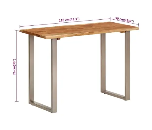 Virtuves Galds, 110X50X76 Cm, Akācijas Masīvkoks Vidaxl
