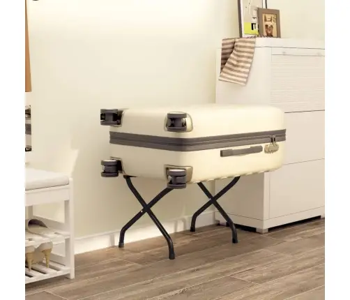 Bagāžas Statīvs Ar Atzveltni, Melns, 56X39X52 Cm  Vidaxl