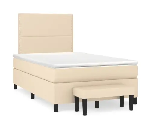 Atsperu Gultas Rāmis Ar Matraci, Krēmkrāsas, 120X200 Cm, Audums Vidaxl