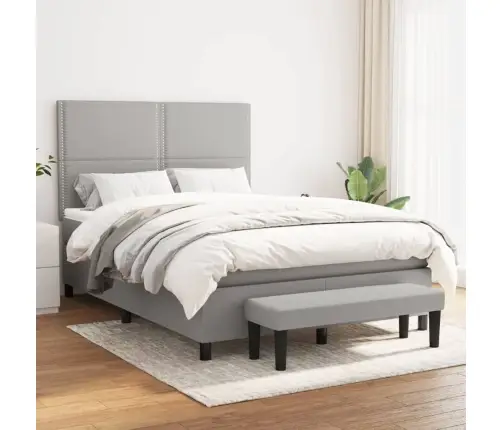 Lova Su Spyruoklėmis Ir Čiužiniu, Pilka, 140X200cm Audinys