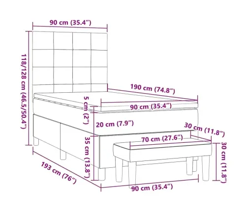 Lova Su Spyruoklėmis Ir Čiužiniu, Taupe, 90X190 cm Audinys