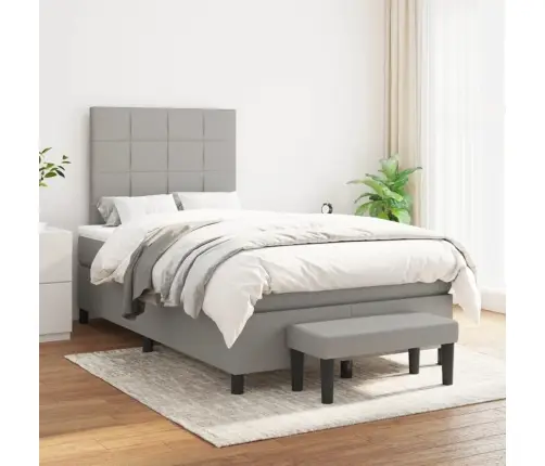 Atsperu Gulta Ar Matraci, Gaiši Pelēka Audums, 120X200Cm Vidaxl