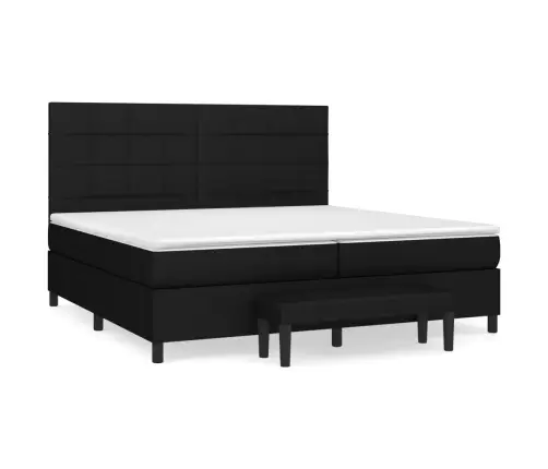 Atsperu Gultas Rāmis Ar Matraci, Melna Audums, 200X200 Cm Vidaxl