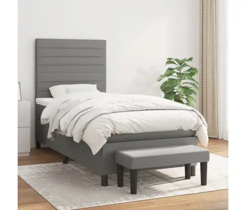 Lova Su Spyruoklėmis Ir Čiužiniu, Tamsiai Pilka, 80X200 Cm