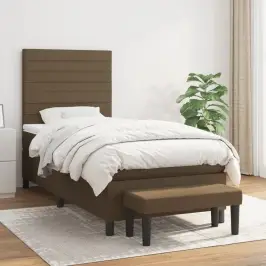 Atsperu Gultas Rāmis Ar Matraci, Tumši Brūna, 80X200 Cm, Audums Vidaxl Atsperu Gultas Rāmis Ar Matraci, Tumši Brūna, 80X200 Cm, Audums Vidaxl