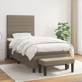 Lova Su Spyruoklėmis Ir Čiužiniu, Taupe, 80X200 cm Audinys Lova Su Spyruoklėmis Ir Čiužiniu, Taupe, 80X200 cm Audinys