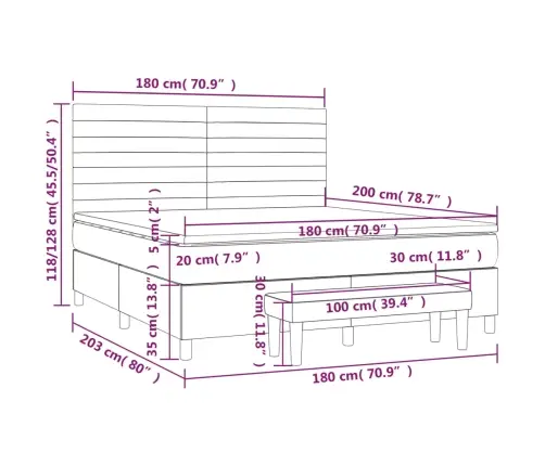 Lova Su Spyruoklėmis Ir Čiužiniu, Pilka, 180X200cm Audinys