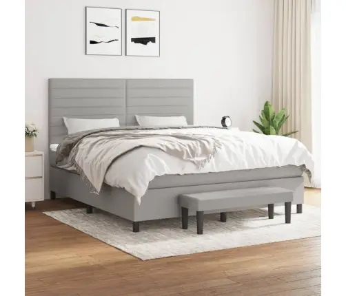 Lova Su Spyruoklėmis Ir Čiužiniu, Pilka, 180X200cm Audinys