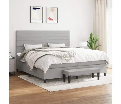 Kontinentaalvoodi Madratsiga, Helehall, 200X200 cm Kangas