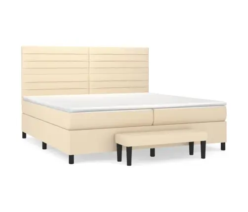 Lova Su Spyruoklėmis Ir Čiužiniu, Kreminė, 200X200 cm Audinys