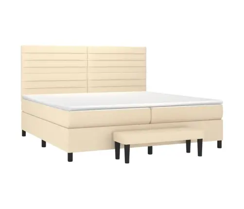 Lova Su Spyruoklėmis Ir Čiužiniu, Kreminė, 200X200 cm Audinys