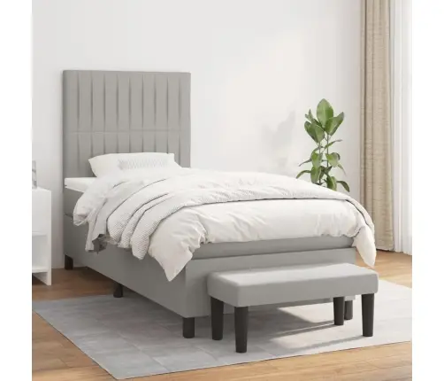 Lova Su Spyruoklėmis Ir Čiužiniu, Pilka, 80X200cm Audinys