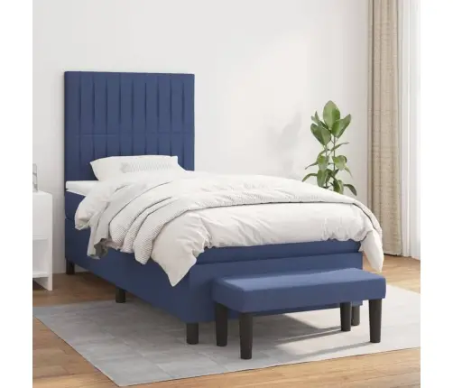 Lova Su Spyruoklėmis Ir Čiužiniu, Mėlyna, 120X200 cm Audinys