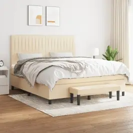 Atsperu Gulta Ar Matraci, Krēmkrāsas, 180X200 Cm, Audums Vidaxl Atsperu Gulta Ar Matraci, Krēmkrāsas, 180X200 Cm, Audums Vidaxl