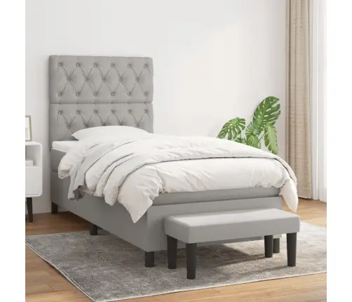 Lova Su Spyruoklėmis Ir Čiužiniu, Pilka, 80X200cm Audinys