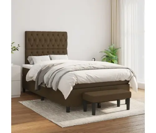 Atsperu Gultas Rāmis Ar Matraci, Tumši Brūna, 120X200Cm, Audums Vidaxl