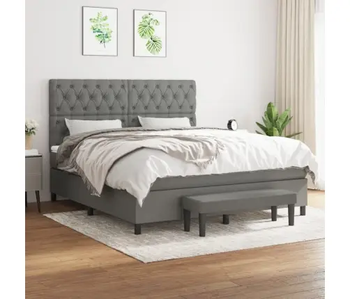 Lova Su Spyruoklėmis/Čiužiniu,Tamsiai Pilka, 160X200cm Audinys