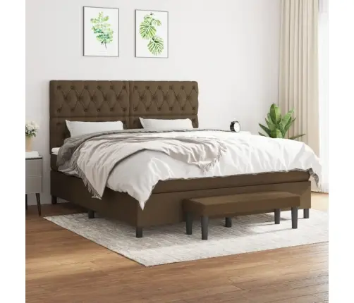 Atsperu Gulta Ar Matraci, Tumši Brūns, 160X200 Cm, Audums Vidaxl