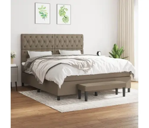 Atsperu Gulta Ar Matraci, Pelēkbrūns, 160X200 Cm, Audums Vidaxl