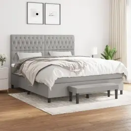 Atsperu Gulta Ar Matraci, Gaiši Pelēka Audums, 180X200 Cm Vidaxl