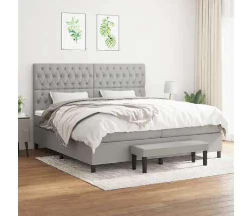 Kontinentaalvoodi Madratsiga, Helehall, 200X200 cm Kangas