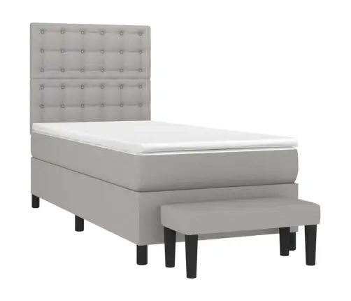 Atsperu Gulta Ar Matraci, Gaiši Pelēka, 90X190 Cm, Audums Vidaxl