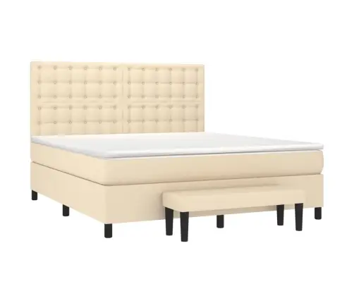 Lova Su Spyruoklėmis Ir Čiužiniu, Kreminė, 160X200 cm Audinys