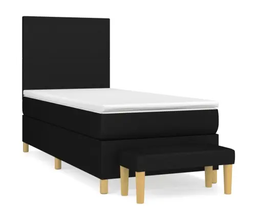Atsperu Gultas Rāmis Ar Matraci, Melna, 80X200 Cm, Audums Vidaxl