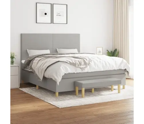 Atsperu Gulta Ar Matraci, Gaiši Pelēka Audums, 160X200 Cm Vidaxl