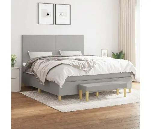 Atsperu Gulta Ar Matraci, Gaiši Pelēka Audums, 180X200 Cm Vidaxl