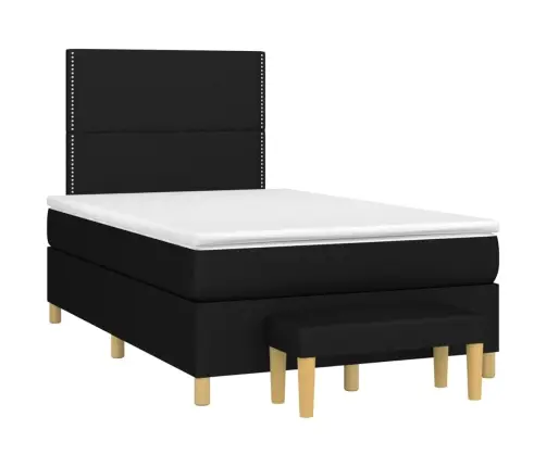 Atsperu Gultas Rāmis Ar Matraci, Melna Audums, 120X200 Cm Vidaxl