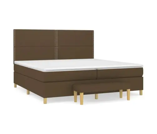 Atsperu Gultas Rāmis Ar Matraci, Tumši Brūna, 200X200Cm, Audums Vidaxl