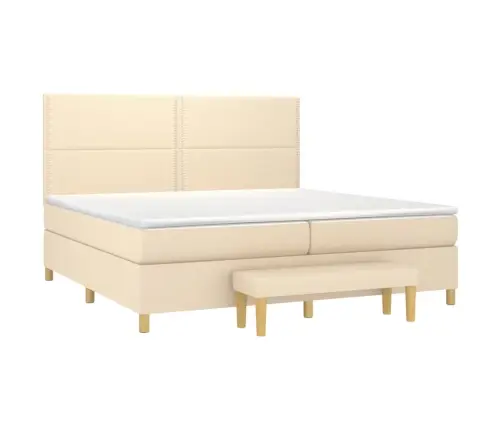 Lova Su Spyruoklėmis Ir Čiužiniu, Kreminė, 200X200 cm Audinys